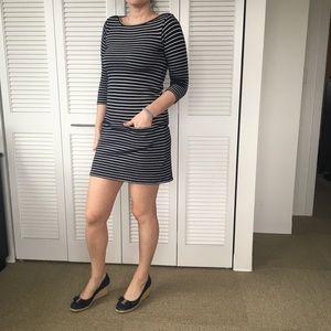Reiss Navy and white striped mini dress